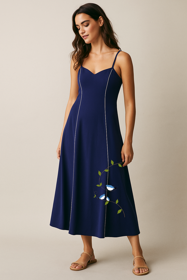 Natural Indigo Handwoven Spaghetti Dress