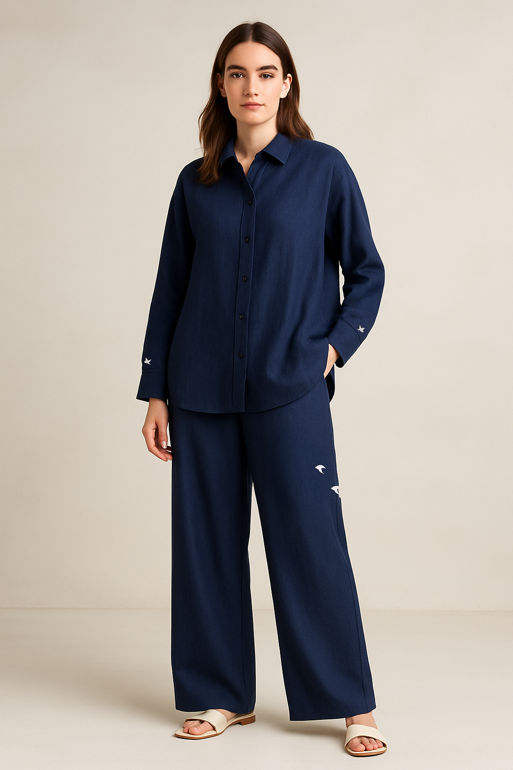 Natural Indigo Handwoven Relaxed Trousers