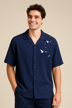 Natural Indigo Handwoven Half Sleeve Shirt